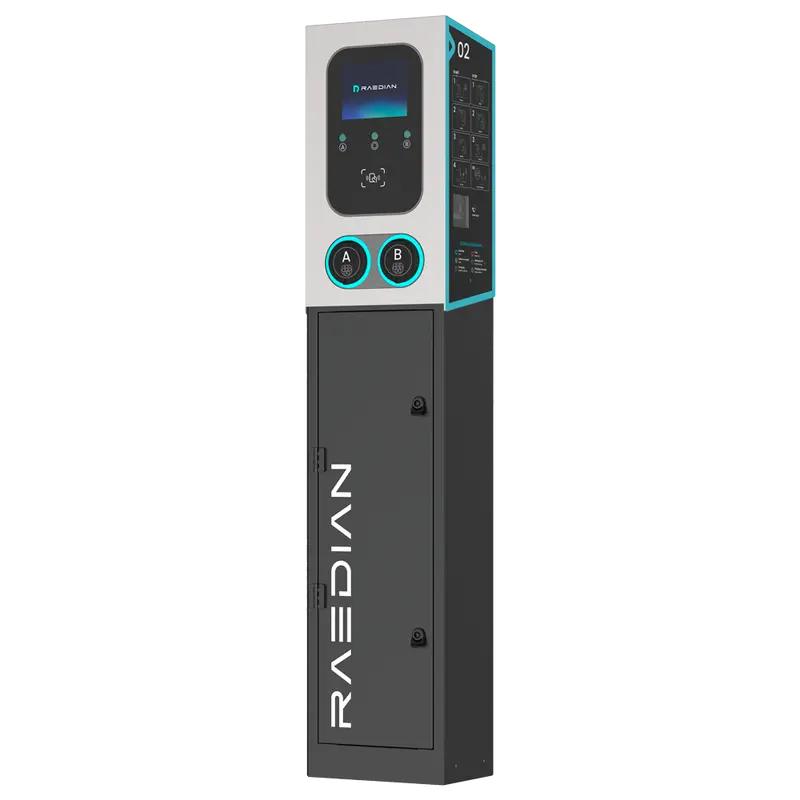 RAEDIAN RD-GEMINI-22-M1-P0+RD-GEMINI-POLE - Cargador doble toma con pedestal incluido - Potencia 2x22kW / 32A / Trifásica
