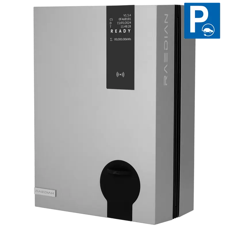 RAEDIAN RD-NEX-22-S-SILVER - Cargador para vehículos eléctricos - Potencia 22kW / 32A / Trifásica - Conector tipo 2 - Protección IP55