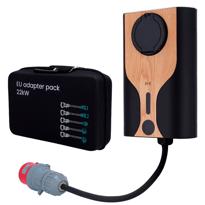 RAEDIAN RD-NORA-22-C3-NCB22-EU - Kit cargador portable + adaptadores enchufe - Potencia 22kW / 32A / Trifásica - Conector tipo 2
