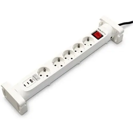 Regleta con interruptor Salicru SAFE 5S+/ 4 Tomas de corriente/ 1 Master/ 2 USB Tipo-C/ 1 USB/ Cable 1.4m/ Blanca