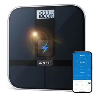 RENPHO ELIS SOLAR 2 - SMART BODY SCALE - ITO - BLE - 11X11X0.9 INCH - BLACK