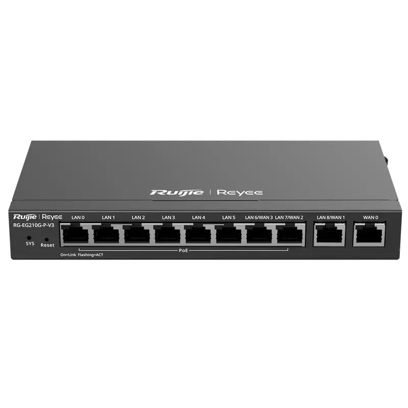 REYEE RG-EG210G-P-V3 - Reyee Router PoE Controlador Cloud - 8 Puertos PoE+ RJ45 GE + 2 Puertos RJ45 GE