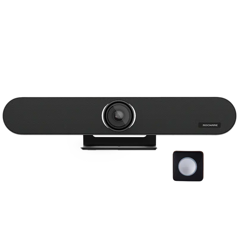 ROCWARE ROC-RB10 - Barra de videoconferencia All in One - Zoom digital 5x (20 MP) - Ángulo de visión 120°