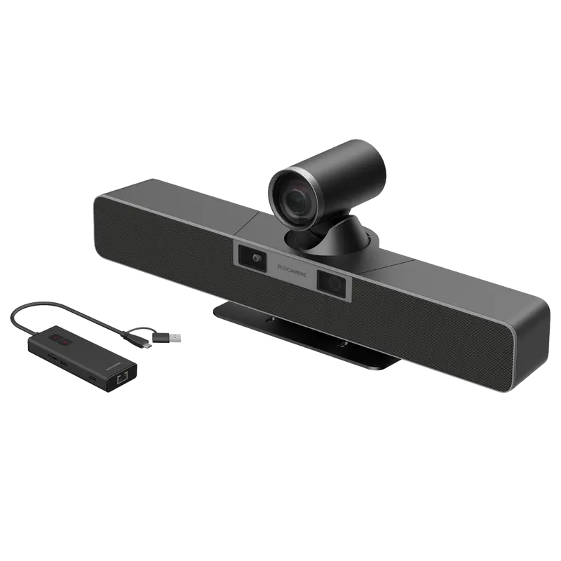 ROCWARE ROC-RB20 - Barra de videoconferencia All in One - Zoom óptico 12x (8 MP) - Ángulo de visión 120°