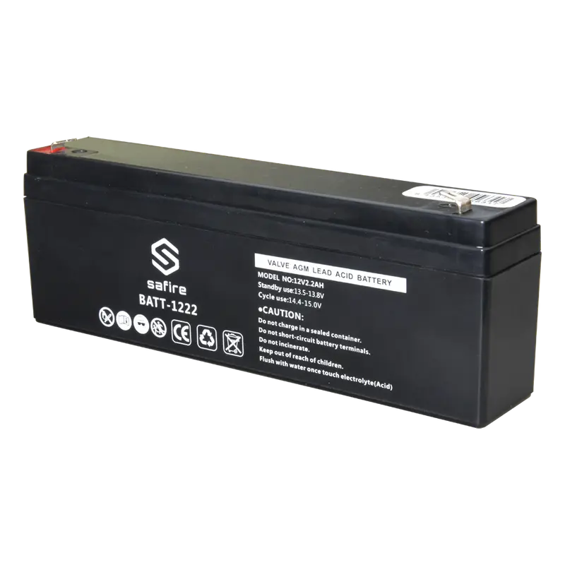 SAFIRE BATT-1222 - Batería recargable - Tecnología plomo ácido AGM - Voltaje 12 V - Capacidad 2.2 Ah - 58 x 34 x 178 mm / 820 g