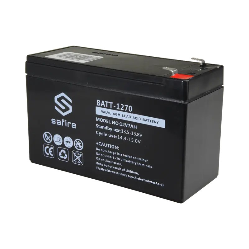 SAFIRE BATT-1270 - Batería recargable - Tecnología plomo ácido AGM - Voltaje 12 V - Capacidad 7.0 Ah - 93.5 x 151 x 65 mm / 2100 g