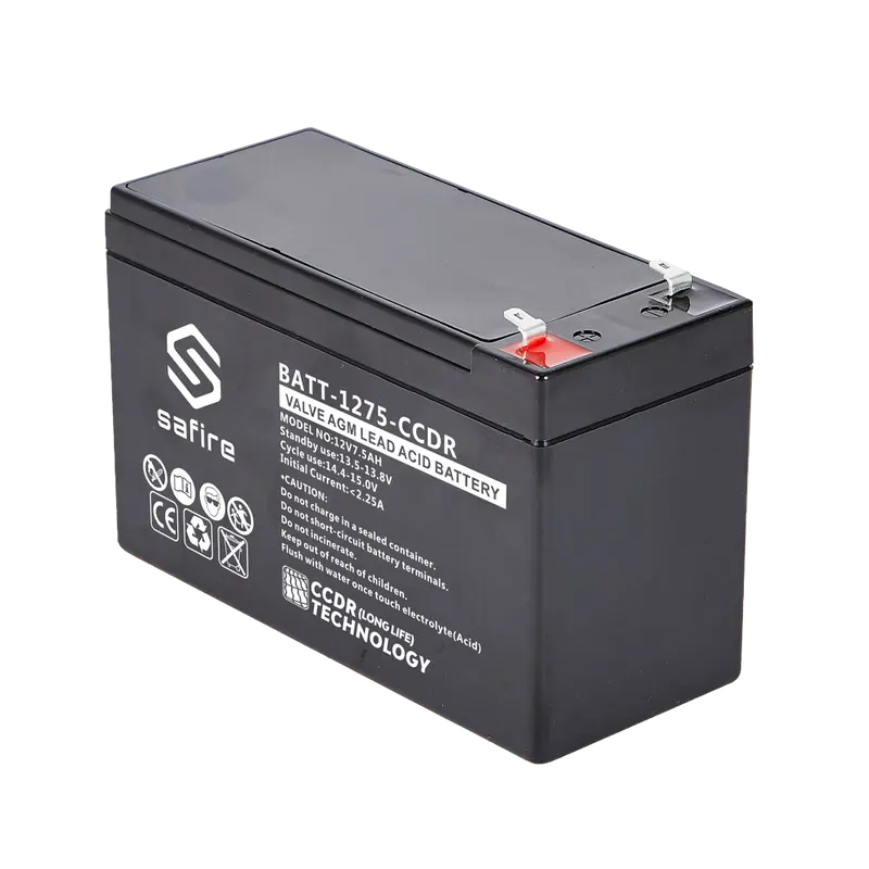 SAFIRE BATT-1275-CCDR - Batería recargable - Tecnología plomo ácido AGM - CCDR - Tensión 12V - Capacidad 7.5Ah