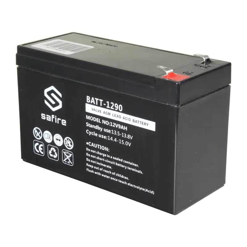 SAFIRE BATT-1290 - Batería recargable - Tecnología plomo ácido AGM - Voltaje 12 V - Capacidad 9.0 Ah - 100 x 151 x 65 mm / 2570 g