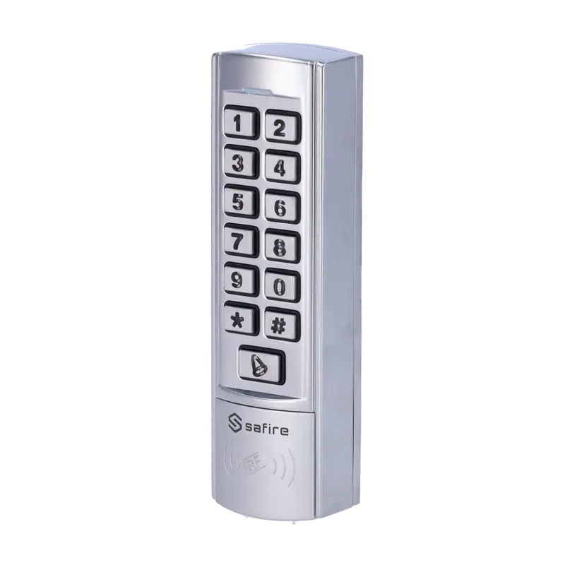 SAFIRE SF-AC106 - Control de acceso autónomo - Acceso por tarjeta EM y PIN - Salida de relé, pulsador y timbre - Wiegand 26