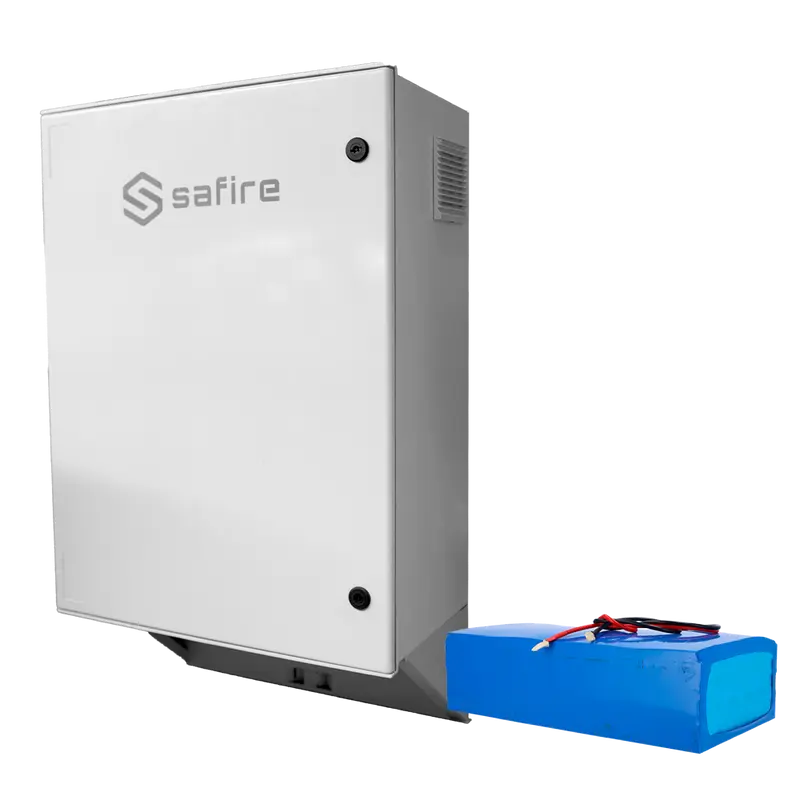 SAFIRE SF-BOX08SOL-BMS-IP55-4800WH - Armario de poliéster carga rápida Solar - Magnetotérmico y SPD - Dimensiones exteriores 80x60x30cm