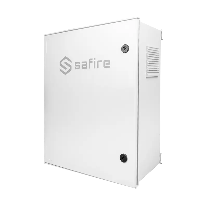 SAFIRE SF-BOX6050AC8POE-UPS - Armario Safire de poliester SMC - Dimensiones exteriores 50x40x20cm - Switch de 8 puertos PoE