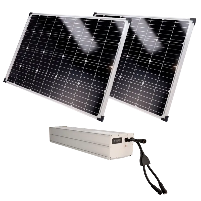 SAFIRE SF-SOLARKIT-BATT-1920WH-24V - Sistema de alimentación autónoma para CCTV - 2x Panel solar de 150W