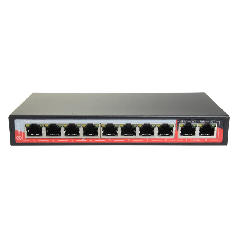 SAFIRE SF-SW1008POE-96 - Switch PoE - 8 puertos PoE + 2 Uplink RJ45 - Velocidad 10/100 Mbps - Funciones