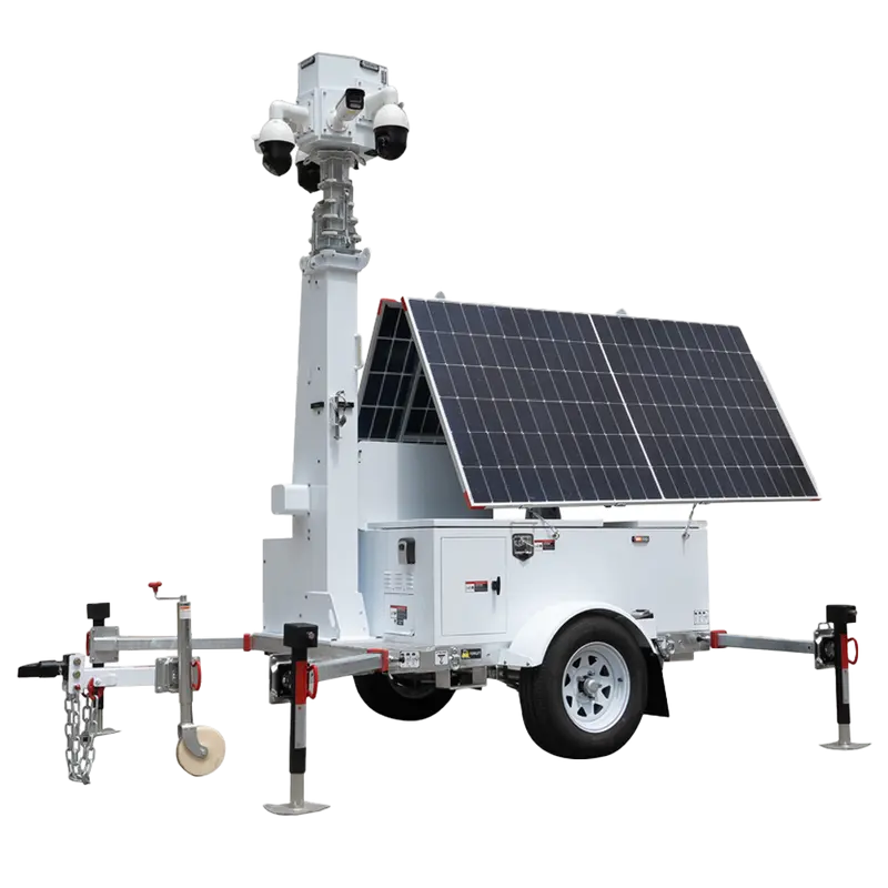 SAFIRE TRAILER-12KWH-600W-9M - Trailer de alimentación autónoma para CCTV - Panel solar de 2x600W - Batería Litio LiFePo 12000Wh