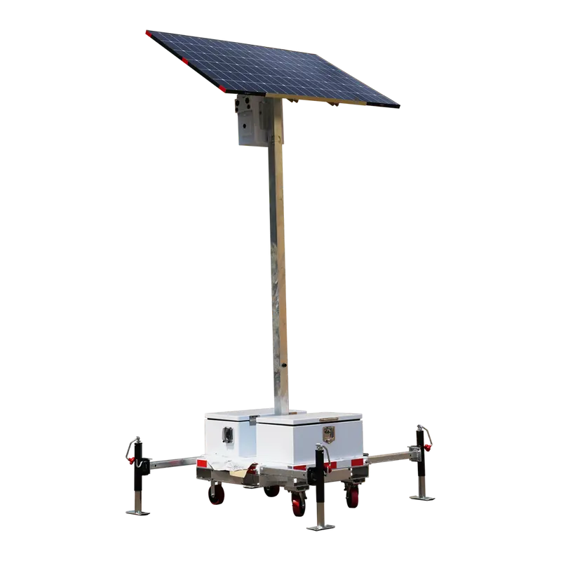 SAFIRE TRAILER-3KWH-440W-3M - Torre estacionaria CCTV de alta capacidad - Capacidad 2.944 Wh - Placa 440W - Litio