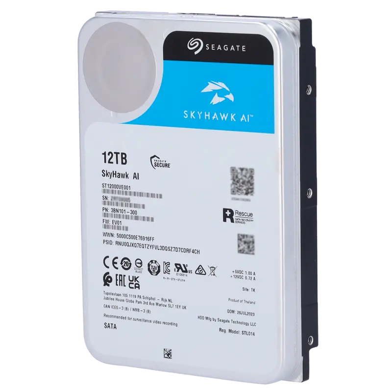 SEAGATE HD12TB-S-AI - Disco duro Seagate Skyhawk AI ST12000VE003 - Capacidad 12 TB - Interfaz SATA 6 Gb/s