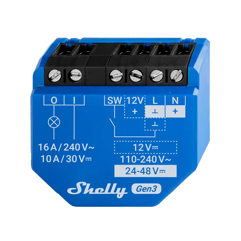 SHELLY SH-1-GEN3 - Relé Shelly 1 Gen3 - Controlador Inteligente - Relé de 1 canal / Contacto Seco - WiFi 6 2.4GHz / Bluetooth / Matter