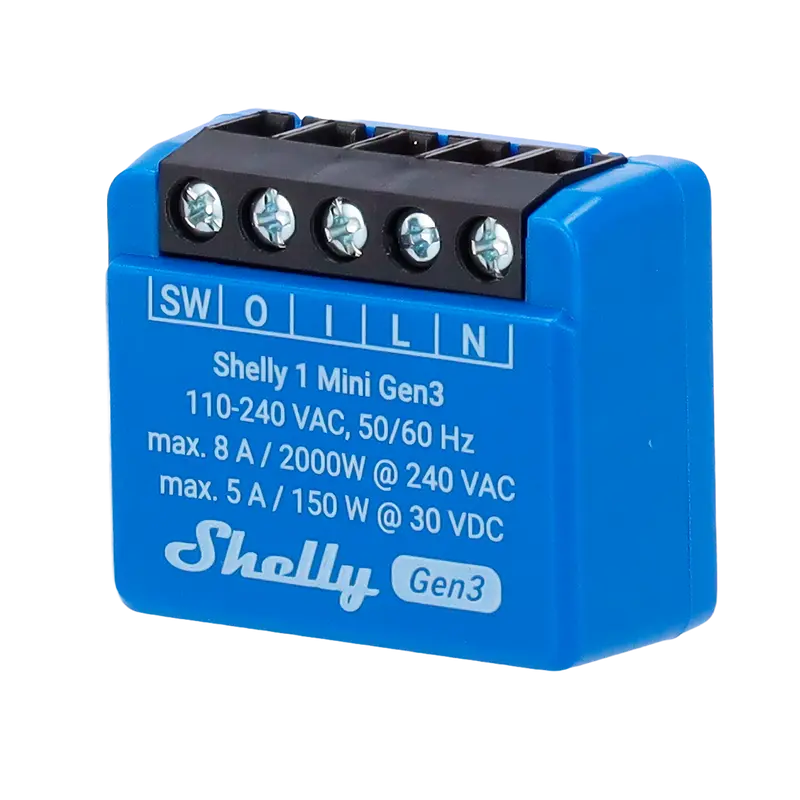 SHELLY SH-1-MINI-GEN3 - Relé Shelly 1 Mini Gen3 - Controlador Inteligente - Relé de 1 canal / Contacto Seco