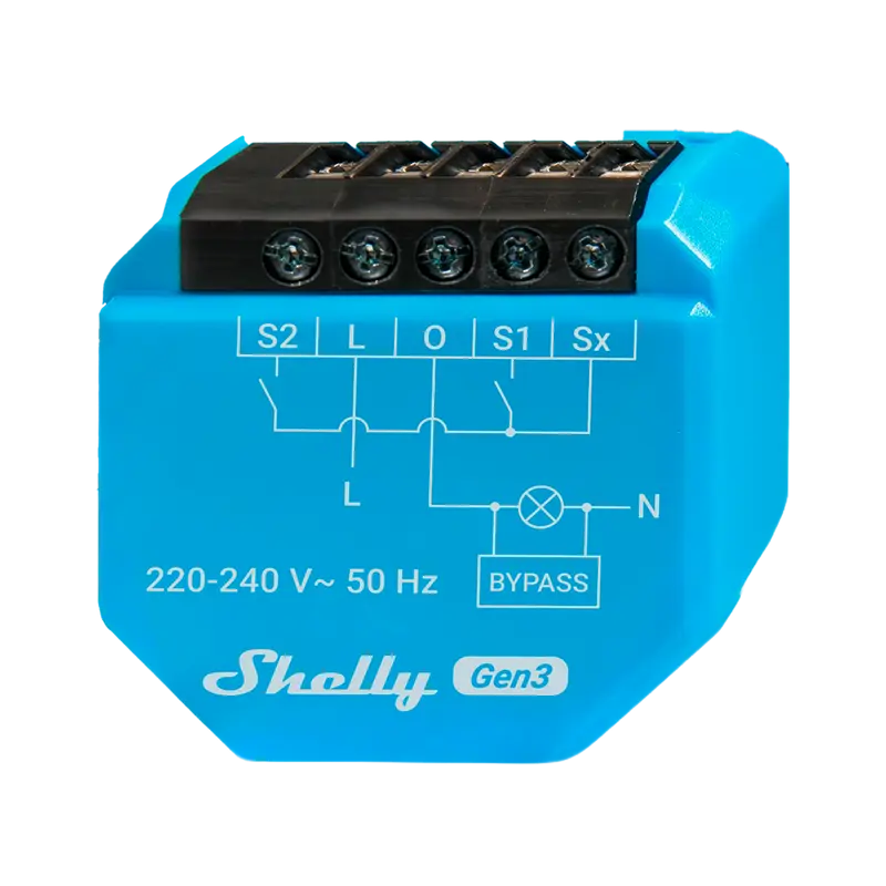 SHELLY SH-1L-GEN3 - Relé Shelly 1L Gen3 - Controlador Inteligente - Relé de 1 canal / No necesita Neutro - WiFi 2.4GHz / Bluetooth