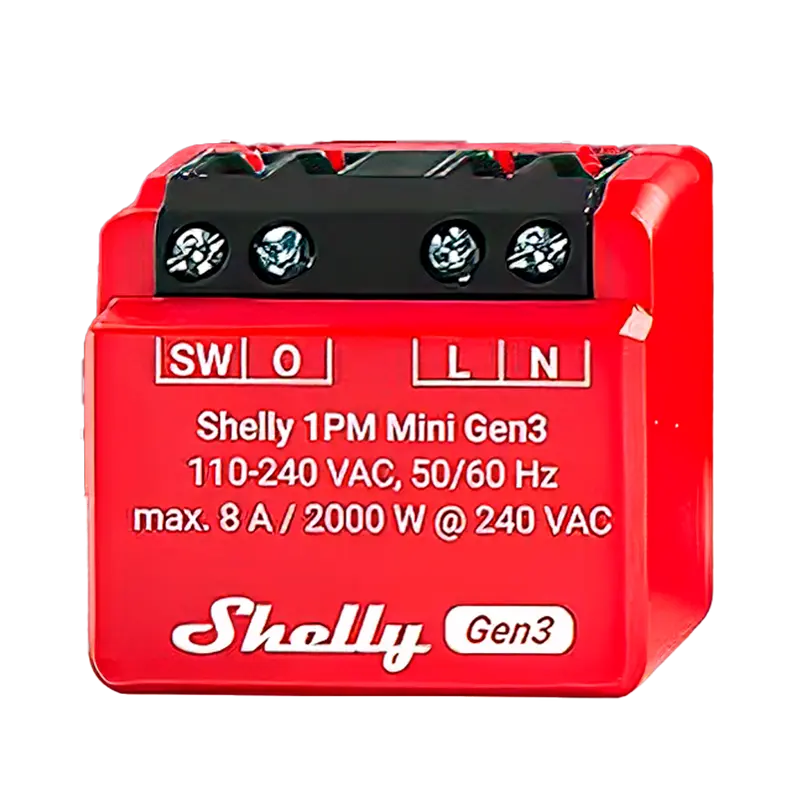 SHELLY SH-1PM-MINI-GEN3 - Relé Shelly 1PM Mini Gen3 - Controlador Inteligente - Relé de 1 canal / Medición de Consumo