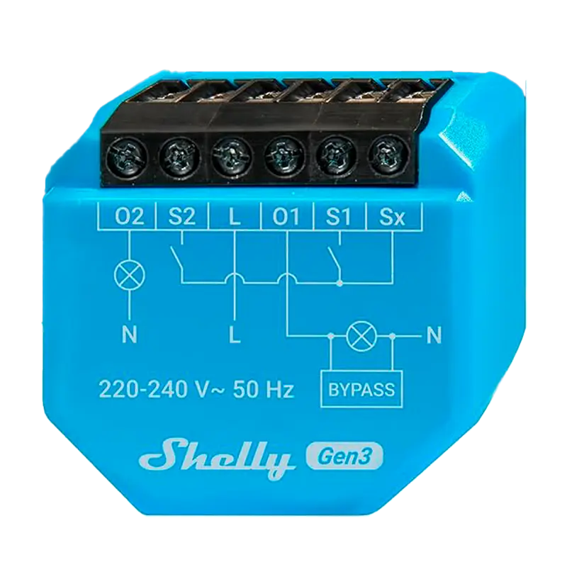 SHELLY SH-2L-GEN3 - Relé Shelly 2L Gen3 - Controlador Inteligente - Relé de 2 canales / No necesita Neutro - WiFi 2.4GHz / Bluetooth