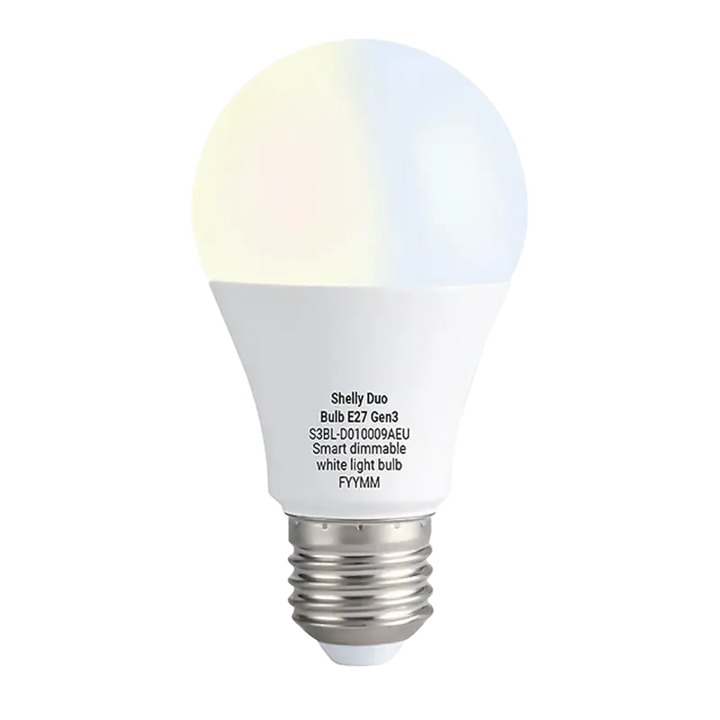 SHELLY SH-CCT-BULB-E27-GEN3 - Shelly Duo Bulb E27 Gen3 - Regulación de intensidad lumínica sin parpadeos