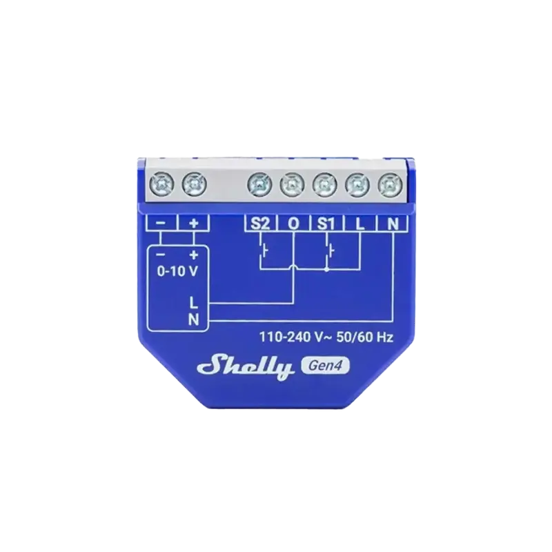 SHELLY SH-DIMMER-01-10V-GEN4 - Shelly Dimmer 0/1-10V PM Gen4 - Control analógico de 0/1-10V / Relé Interno 13A