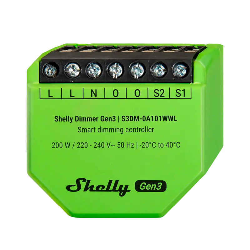 SHELLY SH-DIMMER-GEN3 - Shelly Dimmer Gen 3 - Atenuación (Dimming) / 1x 200W - Luces incandescentes, halógenas y LED