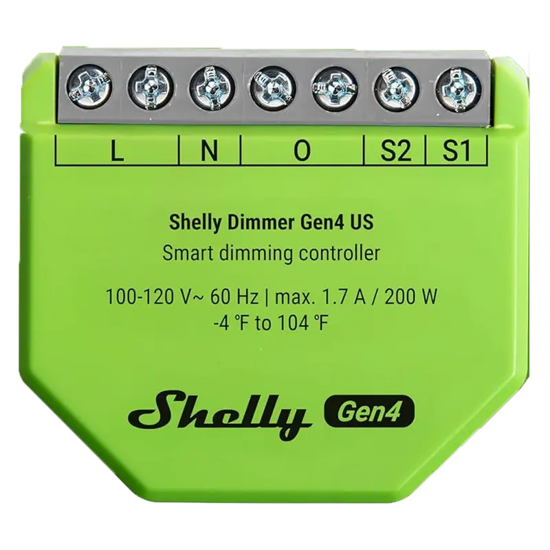 SHELLY SH-DIMMER-GEN4 - Shelly Dimmer Gen4 - Atenuación (Dimming) / 1x 200W / Sin Neutro - Luces incandescentes, halógenas y LED