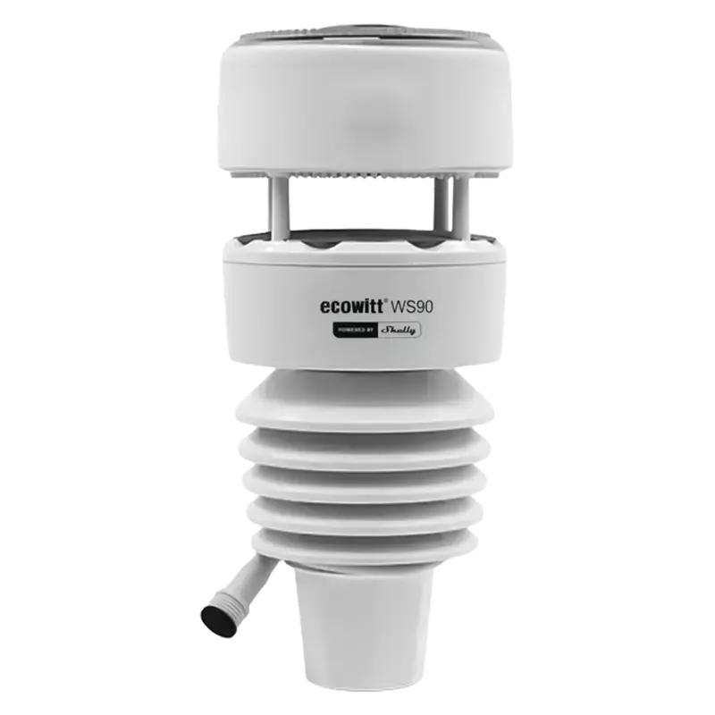 SHELLY SH-ECOWITT-WS90 - Shelly Ecowitt WS90 - Estación Meteorológica Solar 7 en 1 - Sensor piezoeléctrico ultrasónico para lluvia