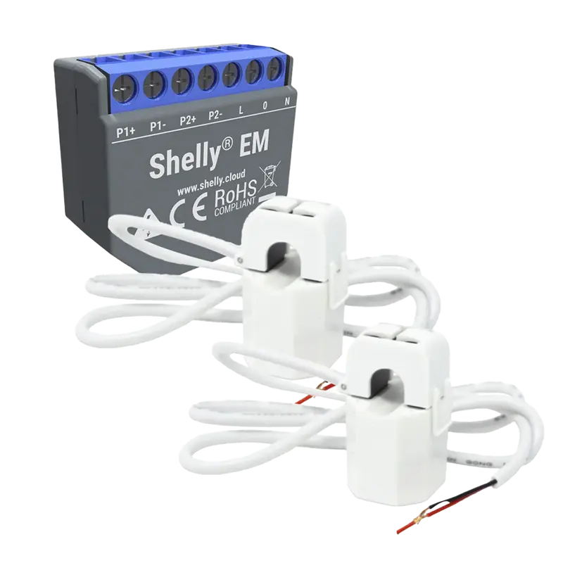 SHELLY SH-EM-2X-50A - Shelly EM + 2x 50A - Medición de 2 canales / 2x Pinzas 50A Incluida