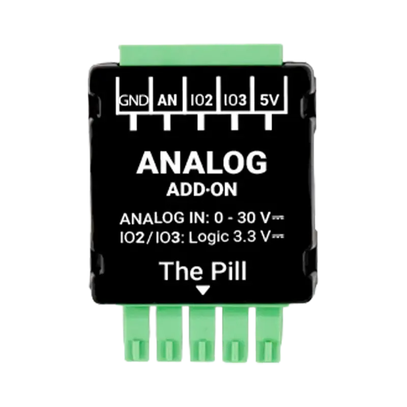SHELLY SH-PILL-SPLITTER-ANALOG-ADDON - Shelly Analog 0-30 V Add-on - Monitoreo preciso de voltaje DC hasta 30 V