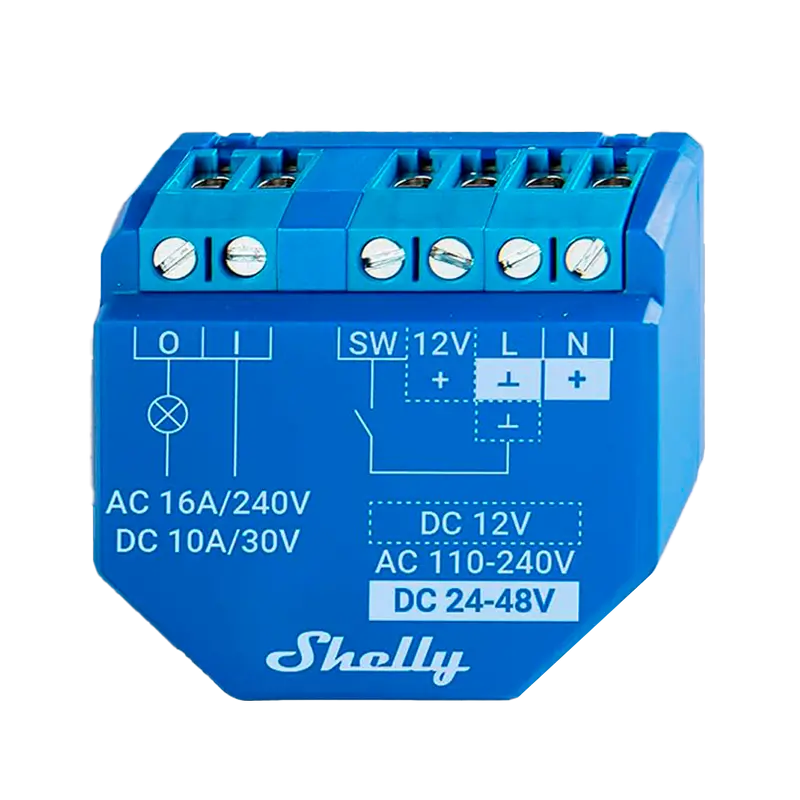SHELLY SH-PLUS-1 - Relé Shelly Plus 1 - Controlador Inteligente - Relé de 1 canal / Contacto Seco - WiFi 2.4GHz / Bluetooth