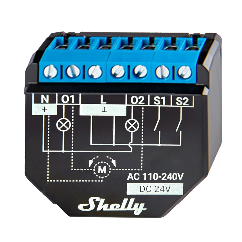 SHELLY SH-PLUS-2PM - Relé Shelly Plus 2PM - Controlador de persianas / toldos - Relé de 2 canales independientes
