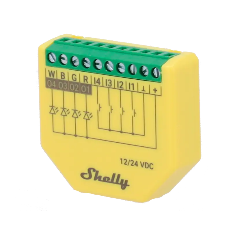 SHELLY SH-PLUS-RGBW-PM - Shelly Plus RGBW PM - Control de tiras LED RGBW - Admite RGBW / 4 canales de blanco independientes