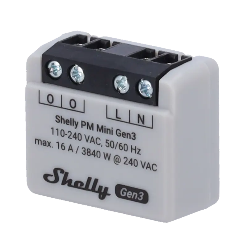 SHELLY SH-PM-MINI-GEN3 - Shelly PM Mini Gen3 - Medición de potencia precisa en tamaño mini - Monitorización de consumo / Sin relé
