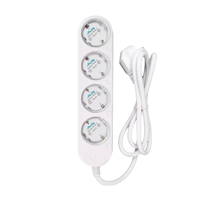SHELLY SH-POWER-STRIP-4-GEN4-W - Shelly Power Strip 4 Gen4 (White) - Regleta inteligente con 4 tomas independientes