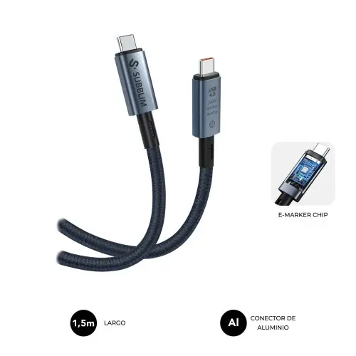 SUBBLIM CABLE HIGH 240w C-C USB4.0 8K 1,5m