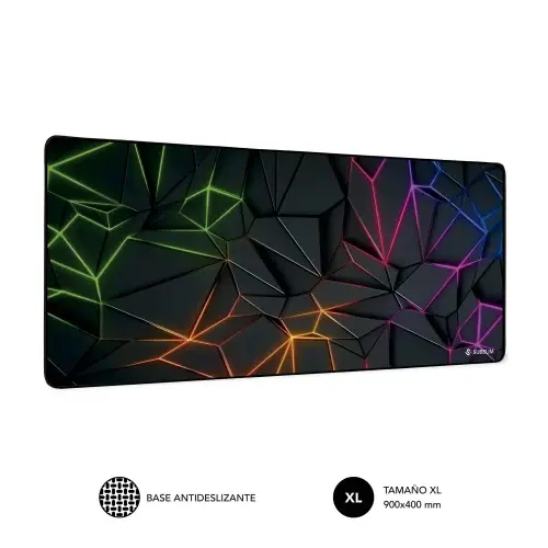 SUBBLIM Neon Obsidian XL Alfombrilla de ratón para juegos Negro, Multicolor