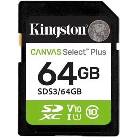 Tarjeta de Memoria Kingston CANVAS Select Plus 64GB SD XC/ Clase 10/ 100MBs