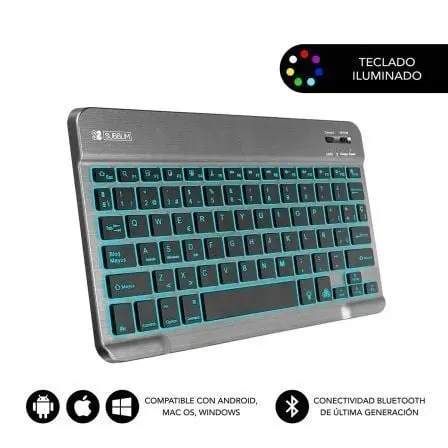 Teclado Compacto Inalambrico por Bluetooth Subblim Smart Backlit/ Gris