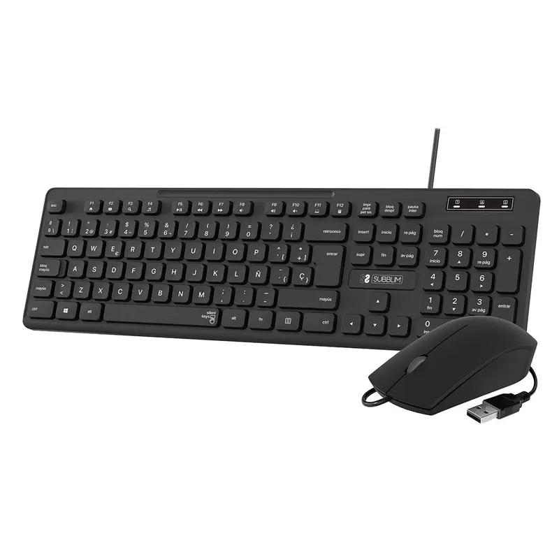 Teclado y Ratón Subblim SLIM Negro QWERTY