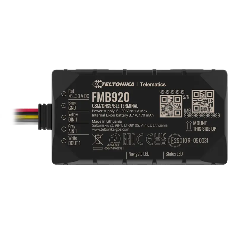 TELTONIKA TK-FMB920 - Tracker Plug & Play para vehículos - Conexión sencilla - Entradas y salida cableadas - 2G y BLE para TK-EYE