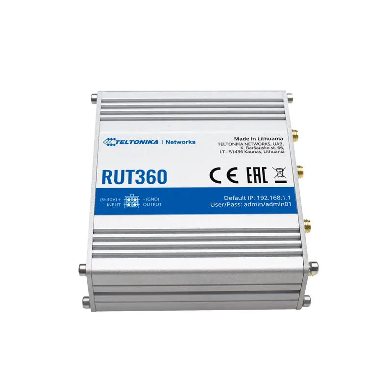 TELTONIKA TK-RUT360 - Router Industrial 4G LTE Cat 6 hasta 300 Mbps - Conectividad Wi-Fi 4 (802.11 b/g/n)