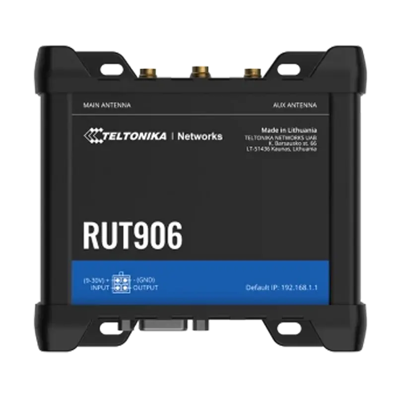 TELTONIKA TK-RUT906 - Router Industrial 4G LTE Cat 4 (150/50 Mbps) - Interfaces seriales RS232 y RS485 integradas