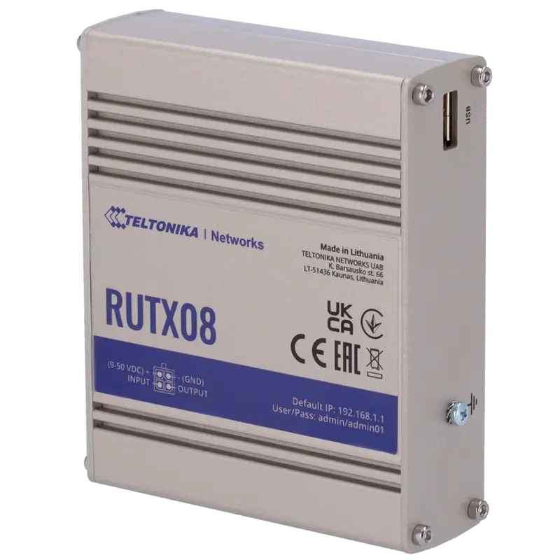 TELTONIKA TK-RUTX08 - Router Industrial Gigabit Ethernet potente - 4 puertos RJ45 de 10/100/1000 Mbps