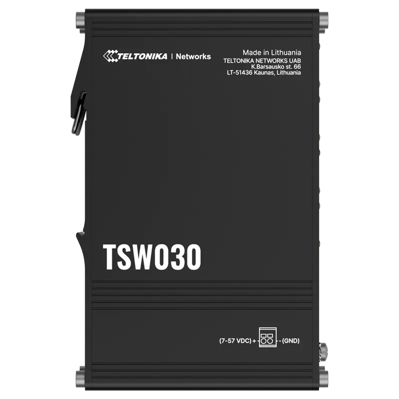 TELTONIKA TK-TSW030 - Teltonika Switch No gestionable Industrial - 8 puertos Ethernet RJ45 Fast Ethernet - Rugerizado Carcasa Aluminio
