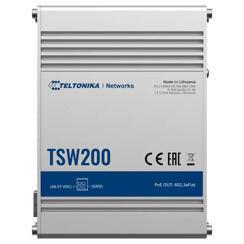 TELTONIKA TK-TSW200 - Teltonika Switch PoE No gestionable Industrial - 8 puertos Ethernet RJ45 Gigabit +2 SFP Gigabit