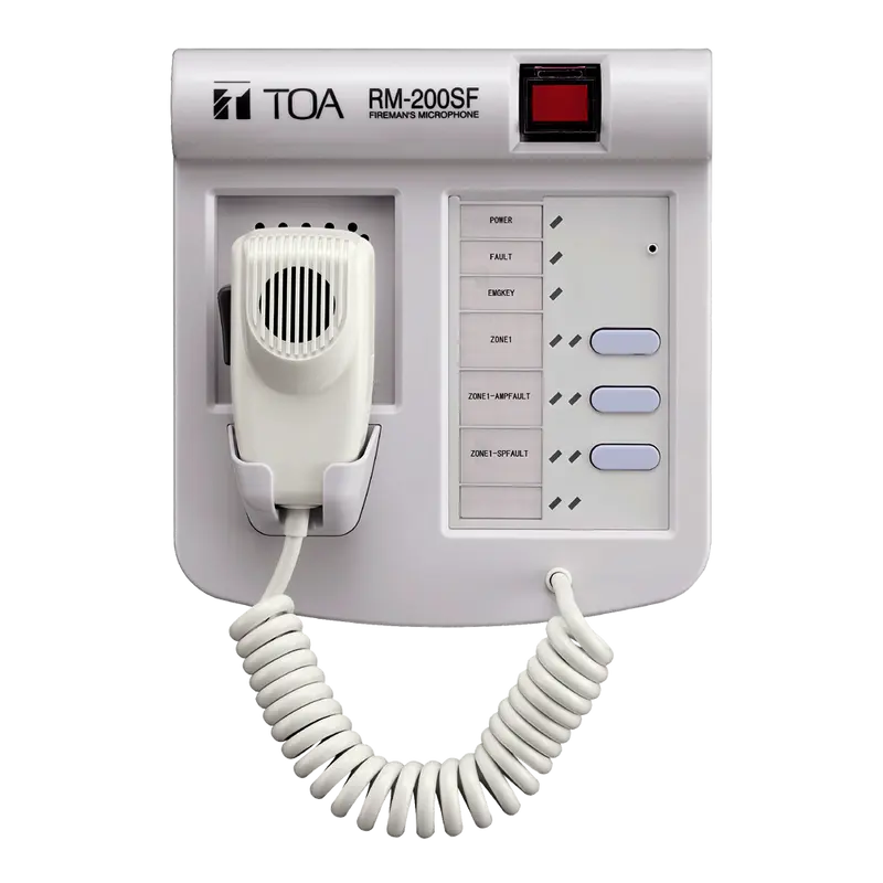 TOA-RM-200SF - Micrófono emergencia EN54 VX-3000 - Anuncios de emergencia - Activación y reinicio de mensajes - 3 teclas de función