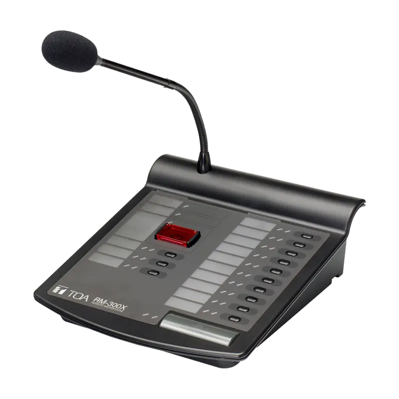 TOA-RM-300X - Micrófono de pupitre EN54 VX-3000 - Anuncios generales y de emergencia - 13 teclas de función - Configurable por software